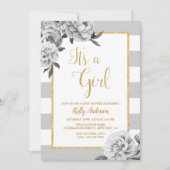 フローラエレガントガールベビーシャワー招待状 招待状 (正面)