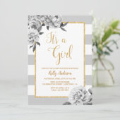 フローラエレガントガールベビーシャワー招待状 招待状 (スタンド正面)