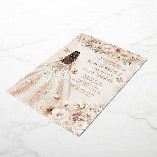 フローラエレガントキンセアニラウォーターカラーボールガウン 箔招待状 (回転した状態)