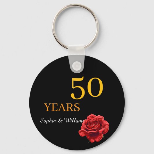 フローラエレガントキープサケ – ロマンチックな赤いローズギフト キーホルダー (正面)