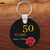 フローラエレガントキープサケ – ロマンチックな赤いローズギフト キーホルダー (正面)