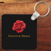 フローラエレガントキープサケ – ロマンチックな赤いローズギフト キーホルダー (裏面)