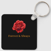 フローラエレガントキープサケ – ロマンチックな赤いローズギフト キーホルダー (裏面)