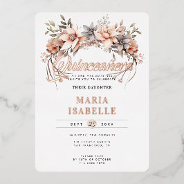 フローラエレガントクラウンキンセアニラパーティーバラ金ゴールド 箔招待状