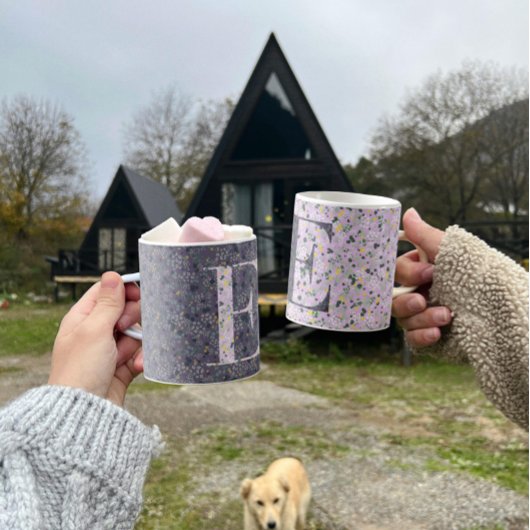 フローラエレガントクラッシー・モノグラムE紫w/phrase コーヒーマグカップ