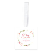 フローラエレガントクリスマスリース家族の写真 キューブオーナメント (正面)