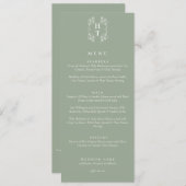 フローラエレガントクレストモノグラムセージ結婚グリーン メニュー (正面/裏面)