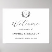フローラエレガントクレストモノグラ結婚ムのウェルカムサイン ポスター (正面)
