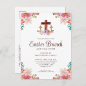 フローラエレガントクロスイースターブランチ インビテーションポストカード (正面/裏面)