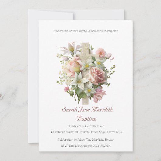 フローラエレガントクロスバプテスマ 招待状 (正面)