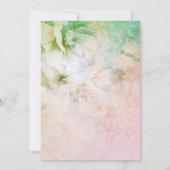 *~*フローラエレガントグリッターティール（緑がかった色）ピンクブライダルシャワー 招待状 (裏面)