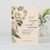 フローラエレガントグリーンとクリームブケ結婚ット 招待状 (スタンド正面)