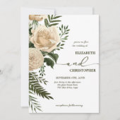 フローラエレガントグリーンとクリームブケ結婚ット 招待状 (正面)