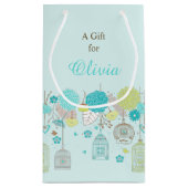 フローラエレガントグリーンとグレーブライダルありがとう スモールペーパーバッグ (裏面)