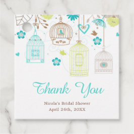 フローラエレガントグリーンとブルーのブライダルシャワー フェイバータグ