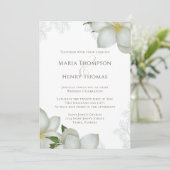 フローラエレガントグリーンウォーターカラーマグノリア花 招待状 (スタンド正面)