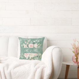 フローラエレガントグリーンウォーター色Mr.とミセス素朴。 クッション