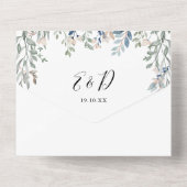 フローラエレガントグリーンスクリプトQRコー結婚ド オールインワン招待状 (裏面)