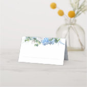 フローラエレガントグリーンダスティ結婚ブルー プレイスカード (正面)