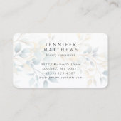 フローラエレガントグリーンリーティール（緑がかった色）金ゴールド植物学 名刺 (裏面)