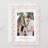 フローラエレガントグリーンリー写真クリスマス シーズンカード (正面)