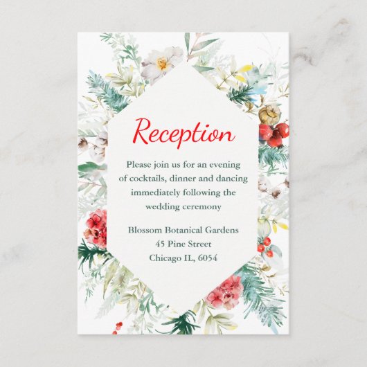 フローラエレガントグリーンリー冬の結婚式披露宴 エンクロージャーカード (正面)