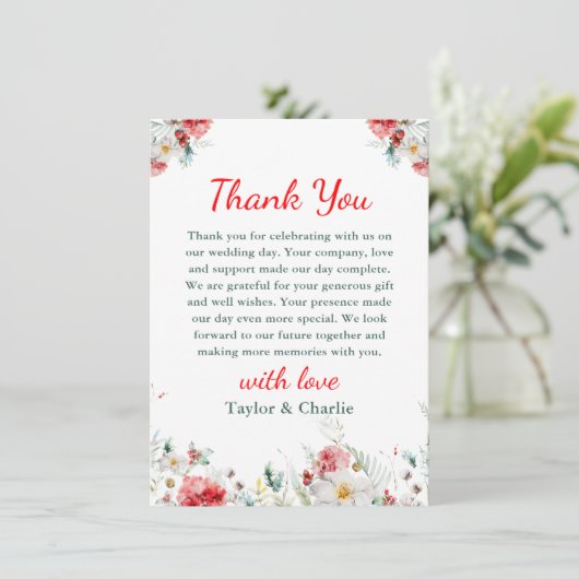 フローラエレガントグリーンリー冬の結婚式 サンキューカード (スタンド正面)