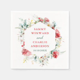 フローラエレガントグリーンリー冬の結婚式 スタンダードカクテルナプキン