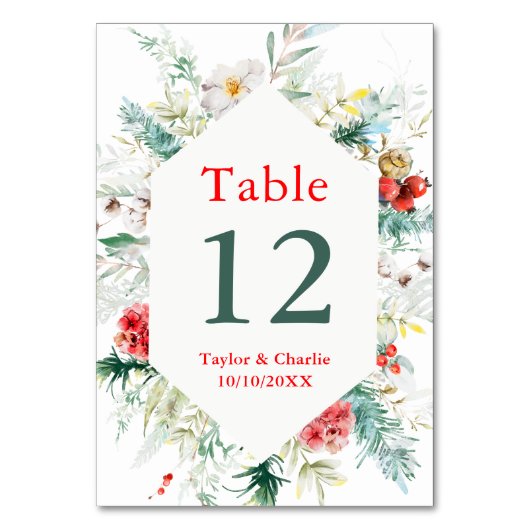 フローラエレガントグリーンリー冬の結婚式 テーブルナンバー (裏面)