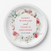 フローラエレガントグリーンリー冬の結婚式 ペーパープレート (正面)