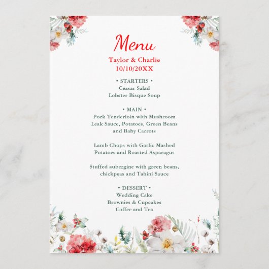 フローラエレガントグリーンリー冬の結婚式 メニュー (正面)