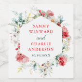 フローラエレガントグリーンリー冬の結婚式 ワインラベル (シングルラベル)