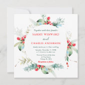 フローラエレガントグリーンリー冬の結婚式 招待状 (正面)