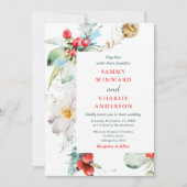 フローラエレガントグリーンリー冬の結婚式 招待状 (正面)