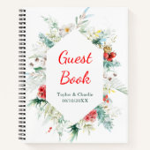 フローラエレガントグリーンリー冬ウェディングゲストブック ノートブック (正面)