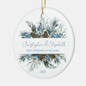 フローラエレガントグリーンリー1stクリスマス結婚した セラミックオーナメント (左)