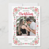 フローラエレガントグリーンワンフォトクリスマス シーズンカード (正面)