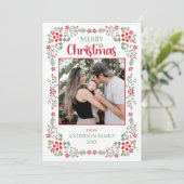 フローラエレガントグリーンワンフォトクリスマス シーズンカード (スタンド正面)