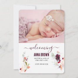 フローラエレガントグリーン、オレンジ、レッド&ワインベビー 招待状