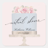 フローラエレガントケーキ仮想ブライダルシャワーシール スクエアシール (正面)