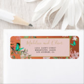 フローラエレガントコーラルピンク金ゴールドチノイスリー結婚ズ ラベル (インサイチュ)