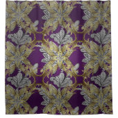 フローラエレガントゴールデンエレメンT薄紫背景 シャワーカーテン (正面)