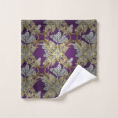 フローラエレガントゴールデンエレメンT薄紫背景 バスタオルセット (ウォッシュタオル)