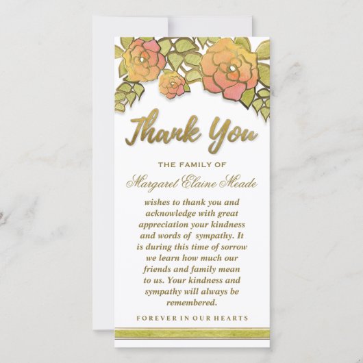 フローラエレガントゴールデンサンキューシンパカード サンキューカード (正面)