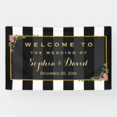 フローラエレガントゴールドフォイルウェディングパーティカスタムー 横断幕 (横)