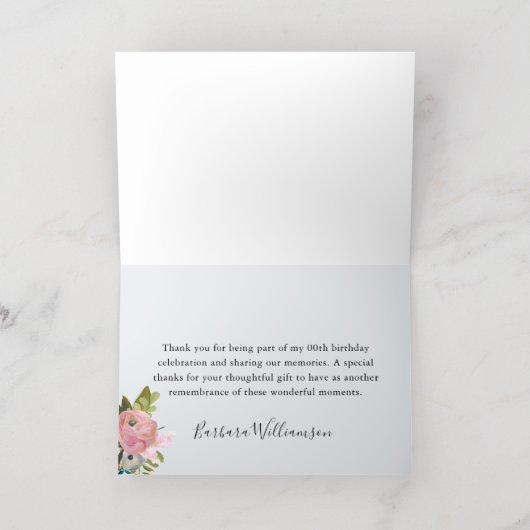 フローラエレガントゴールドフォイル誕生日パーティーありがとう 箔グリーティングカード (内側レイダウン)