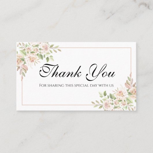 フローラエレガントサンキューピンクローズ結婚ズプレイス プレイスカード (正面)