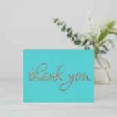 フローラエレガントサンキューピンク金ゴールド 箔招待状ポストカード (立ち正面)