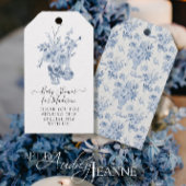 フローラエレガントサンキューブルーガール赤ちゃんシャワー ギフトタグ