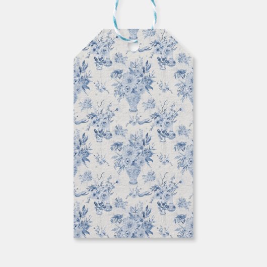 フローラエレガントサンキューブルーガール赤ちゃんシャワー ギフトタグ (裏面)